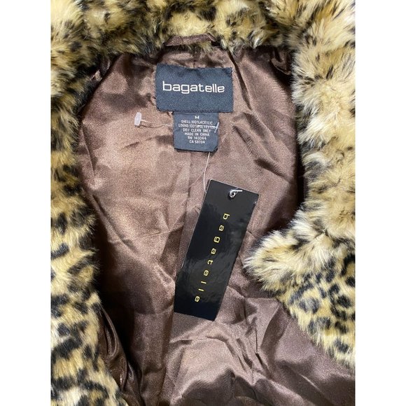 New Bagatelle Brown Leopard Faux Fur Coat Animal M Long - Picture 7 of 7